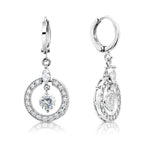 Load image into Gallery viewer, SO SEOUL Halo Open Circle Simulated Diamond Cubic Zirconia Pendant and Hoop Earrings Jewelry Set