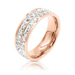 Load image into Gallery viewer, SO SEOUL Allista Classic Double Band Two Row Diamond Simulant Cubic Zircon Rhodium/Rose Gold Ring