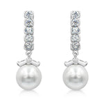 Load image into Gallery viewer, SO SEOUL Everleigh Pearl and Diamond Simulant Zirconia Drop Earrings and Pendant Necklace Set