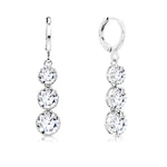 Load image into Gallery viewer, SO SEOUL Athena Triple Solitaire Diamond Simulant Zirconia Hoop Earrings