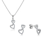 Load image into Gallery viewer, SO SEOUL Amora Twin Hearts Luminous Set - Diamond Simulant Cubic Zirconia Necklace and Stud Earrings