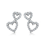 Load image into Gallery viewer, SO SEOUL Amora Twin Hearts Luminous Set - Diamond Simulant Cubic Zirconia Necklace and Stud Earrings