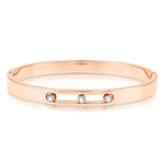 Load image into Gallery viewer, SO SEOUL Aurelia Triple Rolling Diamond Simulant Cubic Zirconia Rose Gold Side Hinged Bangle