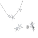 Load image into Gallery viewer, SO SEOUL Leilani Diamond Simulant Cubic Zirconia Stud Earrings and Horizontal Floral Necklace Set
