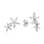 Load image into Gallery viewer, SO SEOUL Leilani Diamond Simulant Cubic Zirconia Stud Earrings and Horizontal Floral Necklace Set