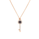 Load image into Gallery viewer, SO SEOUL Infinite Love Key Tied Knot White/Montana Austrian Crystal Rose Gold Fixed Chain Necklace