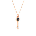 Load image into Gallery viewer, SO SEOUL Infinite Love Key Tied Knot White/Montana Austrian Crystal Rose Gold Fixed Chain Necklace