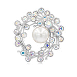 Load image into Gallery viewer, SO SEOUL Leilani Oversized Pearl in the Nest Aurore Boreale Austrian Crystal Rollover Clasp Brooch