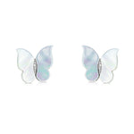 Load image into Gallery viewer, SO SEOUL Claire Flying Butterfly Mother of Pearl or Abalone Shell with Austrian Crystals Stud Earrings and Pendant Necklace Set