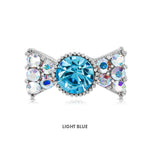 Load image into Gallery viewer, SO SEOUL Graceful Ribbon Bow Austrian Crystal Mini Baby Brooch Keronsang Pin Hijab