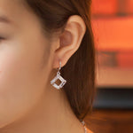 Load image into Gallery viewer, SO SEOUL Callista Diamond Simulant Cubic Zirconia Picture Frame Design Hoop Earrings and Pendant Necklace Set