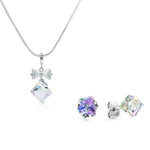Load image into Gallery viewer, SO SEOUL Sequoia Aurore Boreale or Vitrail Light Swarovski® Crystal Pendant Necklace and Stud Earrings Set