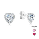 Load image into Gallery viewer, SO SEOUL Amora Love Heart Diamond Simulant Cubic Zirconia Petite Stud Earrings with Round Surround