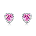 Load image into Gallery viewer, SO SEOUL Amora Love Heart Diamond Simulant Cubic Zirconia Petite Stud Earrings with Round Surround