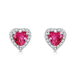 Load image into Gallery viewer, SO SEOUL Amora Love Heart Diamond Simulant Cubic Zirconia Petite Stud Earrings with Round Surround