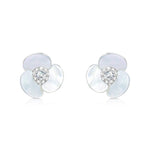Load image into Gallery viewer, SO SEOUL Claire Mother of Pearl or Abalone Shell Three Flower Petal Stud Earrings