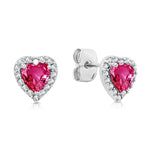 Load image into Gallery viewer, SO SEOUL Amora Love Heart Diamond Simulant Cubic Zirconia Petite Stud Earrings with Round Surround