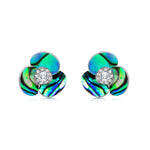Load image into Gallery viewer, SO SEOUL Claire Mother of Pearl or Abalone Shell Three Flower Petal Stud Earrings