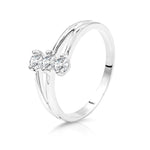 Load image into Gallery viewer, SO SEOUL Artemis Triple Mini Round Brilliant Cut 0.1 CT Diamond Simulant Cubic Zirconia Rhodium Ring