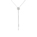 Load image into Gallery viewer, SO SEOUL Let It Snow Necklace – Snowflake Crystal Slidable Lariat, Aurore Boreale, Rhodium Plated