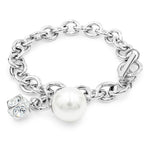 Load image into Gallery viewer, SO SEOUL Sequoia Elegance - Chunky Chain Bracelet with Pearl & Cubic Zirconia Cube Charm