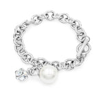 Load image into Gallery viewer, SO SEOUL Sequoia Elegance - Chunky Chain Bracelet with Pearl & Cubic Zirconia Cube Charm