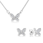 Load image into Gallery viewer, SO SEOUL Caria 3D Butterfly Diamond Simulant Cubic Zirconia Jewelry Set - Stud Earrings and Pendant Necklace