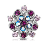 Load image into Gallery viewer, SO SEOUL Leilani Blossom Brooch - Multicolored Austrian Crystal Hijab Pin Featuring White, Aurore Boreale, Purple, Amethyst & Pink Tones