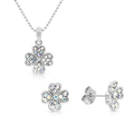 Load image into Gallery viewer, SO SEOUL Alette Clover Aurore Boreale Crystal Pendant Necklace and Stud Earrings Gift Set