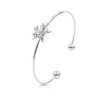 Load image into Gallery viewer, SO SEOUL Aster Star Surrounded with Round White Austrian Crystal Adjustable Cuff Bangle
