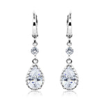 Load image into Gallery viewer, SO SEOUL Luxury Crown Teardrop and Round Diamond Simulant Cubic Zirconia Hoop Earrings and Pendant Necklace Set