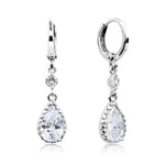 Load image into Gallery viewer, SO SEOUL Luxury Crown Teardrop and Round Diamond Simulant Cubic Zirconia Hoop Earrings and Pendant Necklace Set