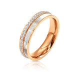 Load image into Gallery viewer, SO SEOUL Annecy Full Band with Mother of Pearl Encrusted Crystal Rose Gold Ring