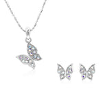 Load image into Gallery viewer, SO SEOUL Caria 3D Butterfly Aurore Boreale Austrian Crystal Pendant Necklace and Stud Earrings Jewelry Set