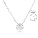Load image into Gallery viewer, SO SEOUL Bella Classic Round Aurore Boreale or Light Sapphire Swarovski® Crystal Adjustable Necklace
