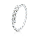 Load image into Gallery viewer, SO SEOUL Quinn Pearl in White Classic Single Row Austrian Crystal Spiral Adjustable Open-End Bangle