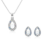 Load image into Gallery viewer, SO SEOUL Glimmering Teardrop Pearl and Austrian Crystal Pendant Chain Necklace and Stud Earrings Set