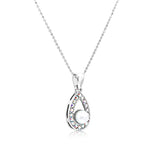 Load image into Gallery viewer, SO SEOUL Glimmering Teardrop Pearl and Austrian Crystal Pendant Chain Necklace and Stud Earrings Set