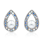 Load image into Gallery viewer, SO SEOUL Glimmering Teardrop Pearl and Austrian Crystal Pendant Chain Necklace and Stud Earrings Set