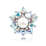 Load image into Gallery viewer, SO SEOUL Quinn Blossom Pearl and White or Grey Austrian Crystal Mini Brooch Keronsang Hijab Pin