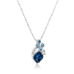 Load image into Gallery viewer, SO SEOUL Lic Crown Emerald Montana Swarovski Crystal Pendant Necklace and Stud Earrings Set