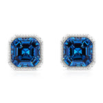 Load image into Gallery viewer, SO SEOUL Lic Crown Emerald Montana Swarovski Crystal Pendant Necklace and Stud Earrings Set