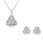 Load image into Gallery viewer, SO SEOUL Glimmering Triad Aurore Boreale Austrian Crystal Pendant Necklace and Stud Earrings Jewelry Set