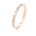 Load image into Gallery viewer, SO SEOUL Valeria Roman Numeral Zig Zag Austrian Crystal Rose Gold Side Hinged Bangle