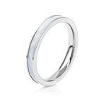 Load image into Gallery viewer, SO SEOUL Allista Simplicity Insets Mother of Pearl Full Band Rhodium/Rose Gold Ring