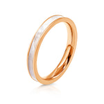 Load image into Gallery viewer, SO SEOUL Allista Simplicity Insets Mother of Pearl Full Band Rhodium/Rose Gold Ring