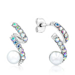 Load image into Gallery viewer, SO SEOUL Glimmering Iridescent Swirl Pearl and Aurora Boreale Austrian Crystal Jewelry Gift Set with Pendant Chain Necklace and Stud Earrings