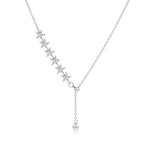 Load image into Gallery viewer, SO SEOUL Everleigh Drop Flower Dangle Diamond Simulant Cubic Zirconia Fixed Necklace