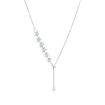 Load image into Gallery viewer, SO SEOUL Everleigh Drop Flower Dangle Diamond Simulant Cubic Zirconia Fixed Necklace