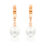 Load image into Gallery viewer, SO SEOUL Pearluxe Round Heart Teardrop Pearl in White Rose Gold Dangle Hoop Earrings